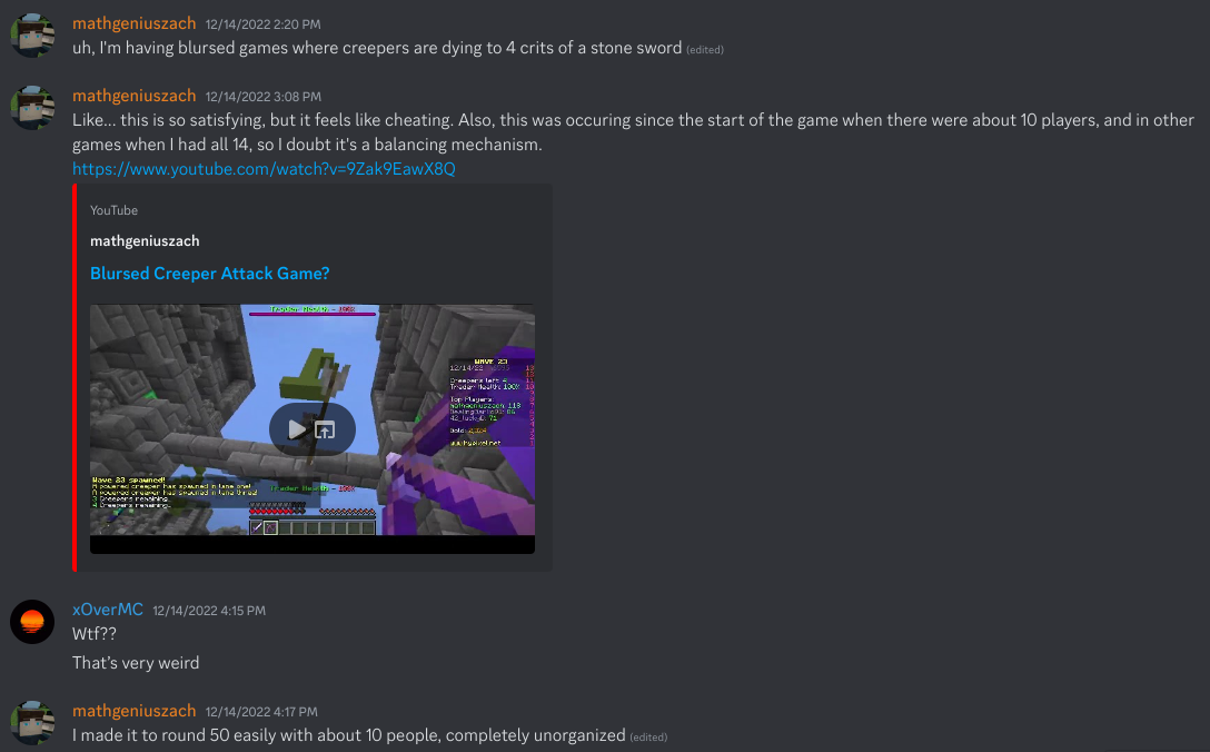 Screenshot of Discord messages